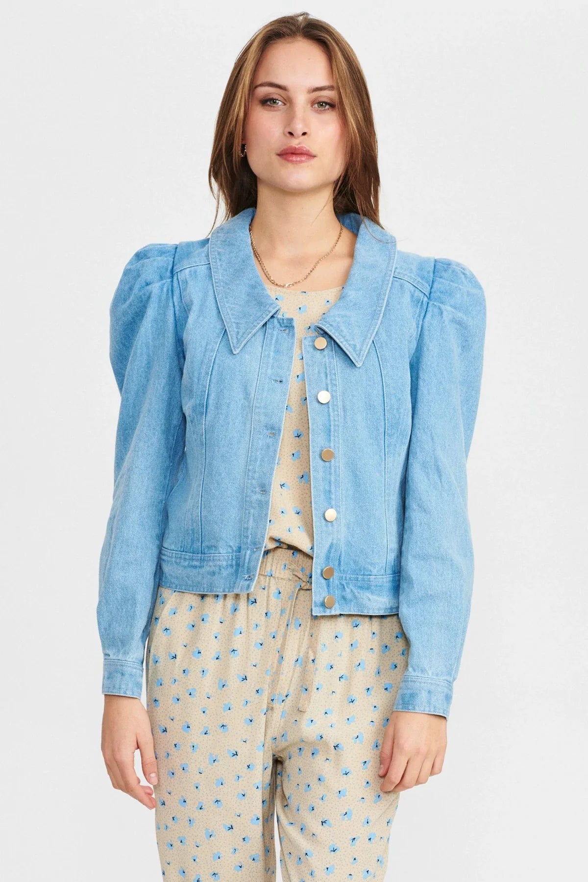 Blanknyc puff 2024 sleeve denim jacket
