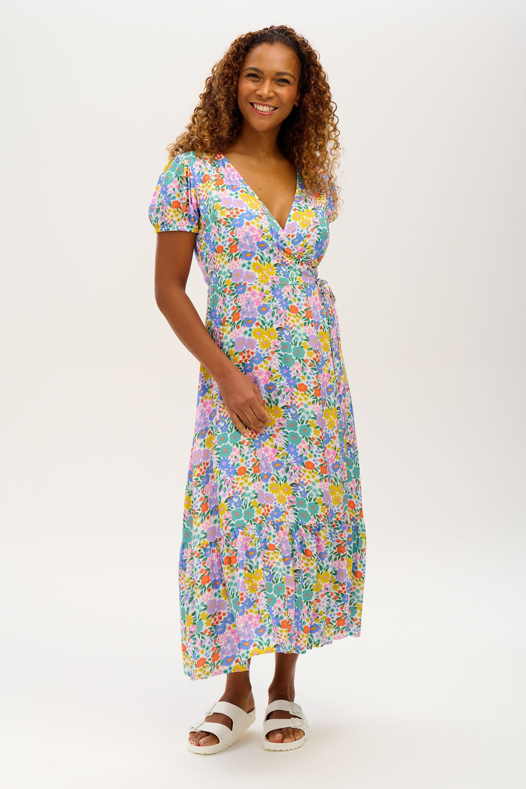 Jameela Midi Wrap Dress - Multi, Busy Floral