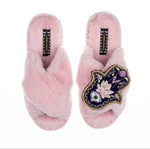 🖤Deluxe Artisan Blue Hamsa Hand on Classic Pink Slippers
